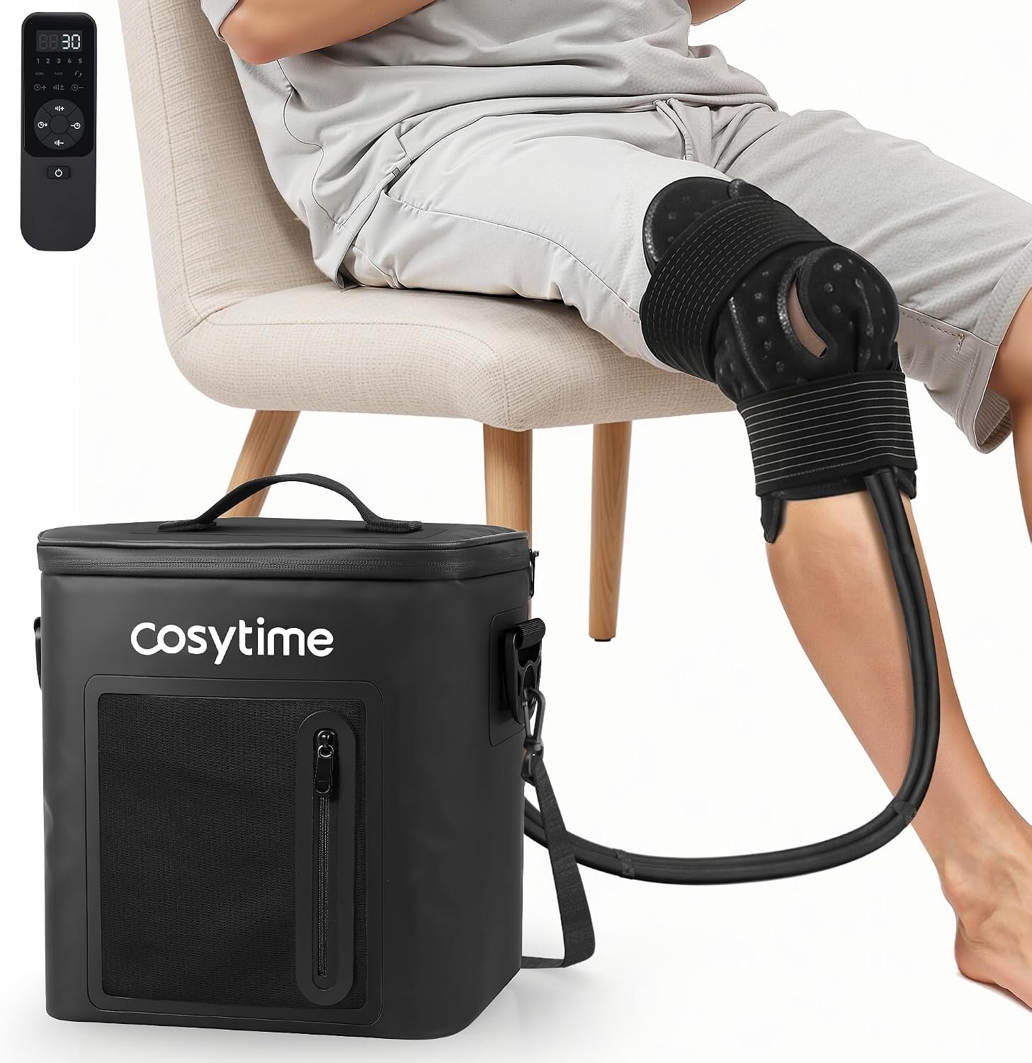 Cold Therapy Ice Machine for Knee After Surgery, Continuous Cryotherapy Pain Relief & Recovery System with Customizable Speed & Timer Settings