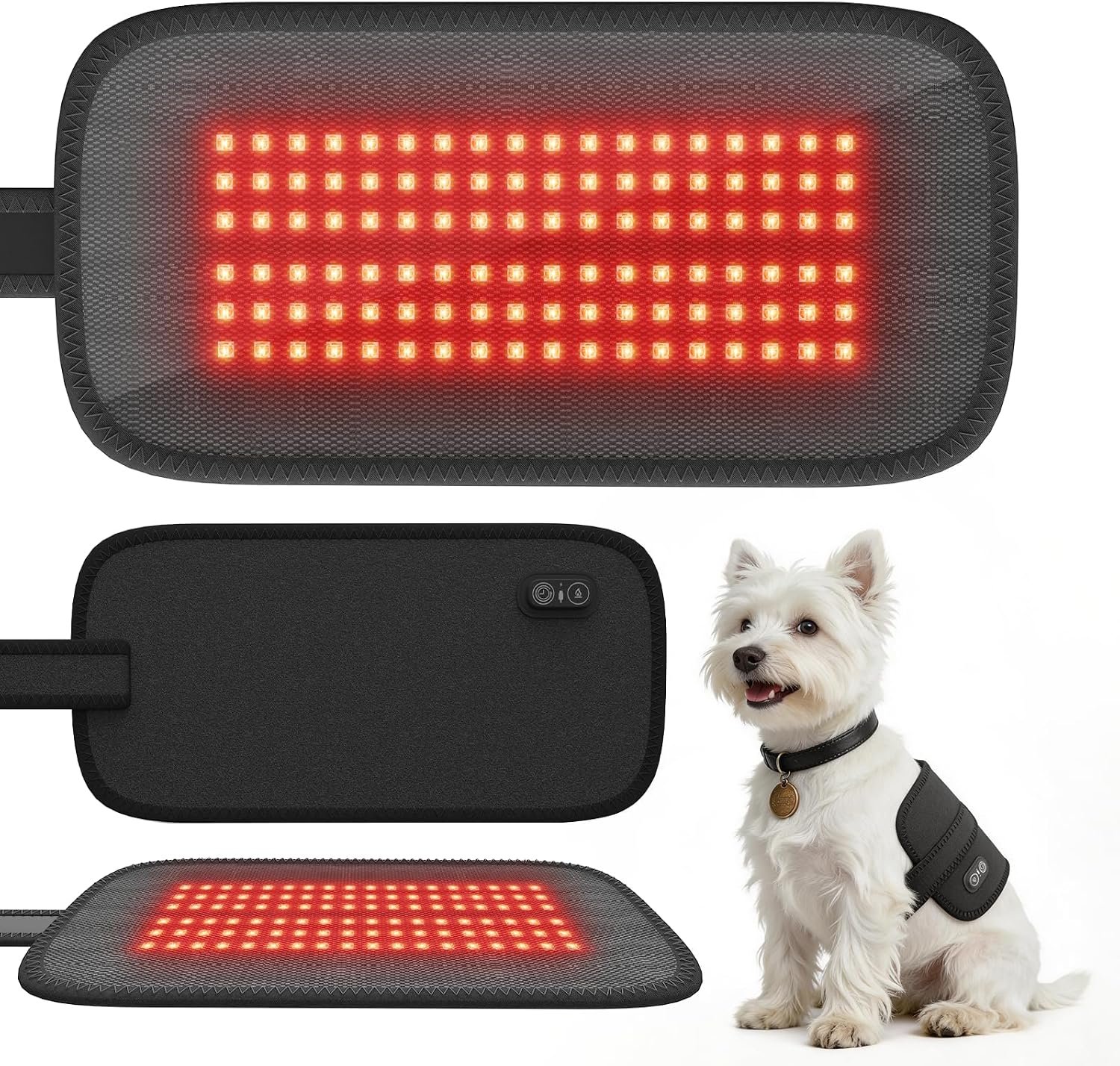 Red Light Therapy Belt for Dogs Pain Relief, Portable Wearable Cold Laser Therapy Device, Pet Joint Pain Relief Wrap for Dog Arthritis, Hip Dysplasia & Wound Healing, Dual Power Options