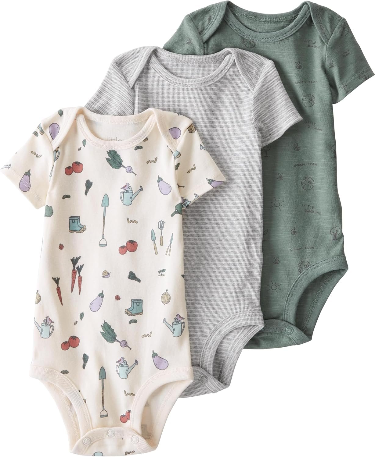 little planet by carter’s Unisex Baby 3-pack Short Sleeve Bodysuits Made With Organic Cotton