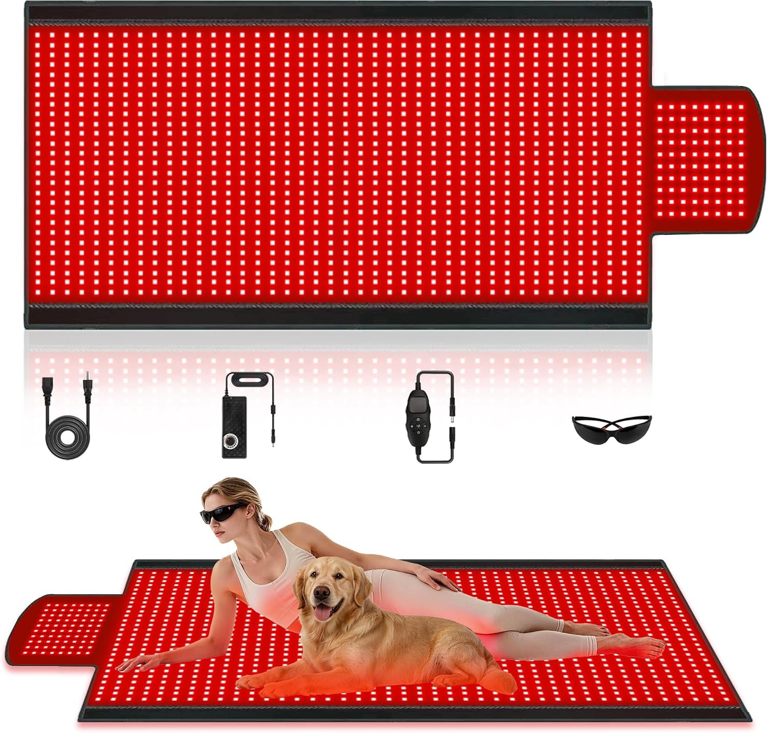 Red Light Therapy Mat Full Body with 1400 LEDs, 74″x33″ Flexible Infrared Red Light Blanket for Home Use, Dual 660nm & 850nm, Adjustable Modes and Timer Control