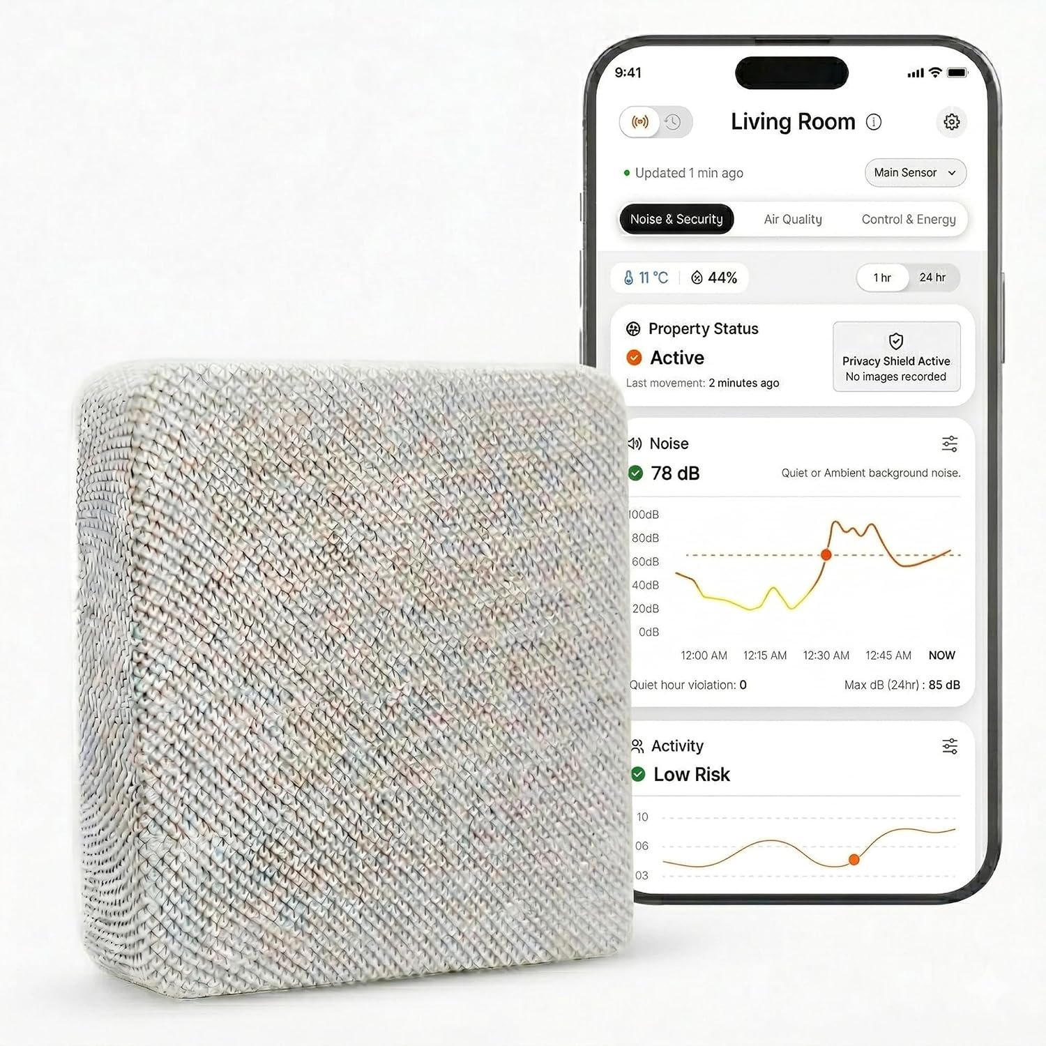 Layla Noise & Security Monitoring Device for Airbnb, Rental, Office & Home | Noise, Humidity & Occupancy Sensor, Intruder Detection, Guest Counting | Radar-Based Motion Detection | Privacy-Safe