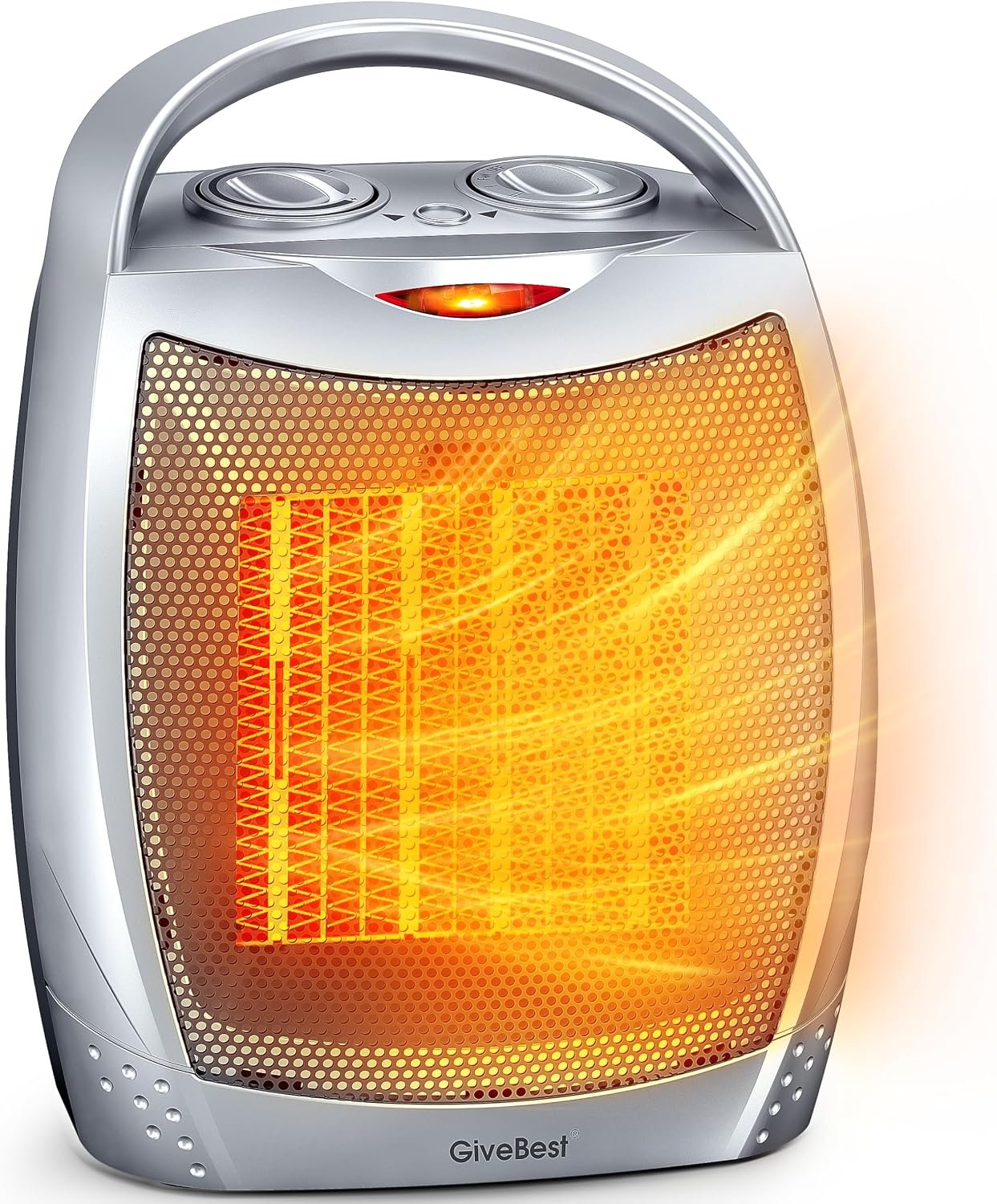 GiveBest Space Heater, Portable Space Heaters for Indoor Use | Desk Heater with Thermostat, Overheat and Tip Over Protection, 1500W/750W Safe & Quiet Ceramic Heater Fan for Office Room