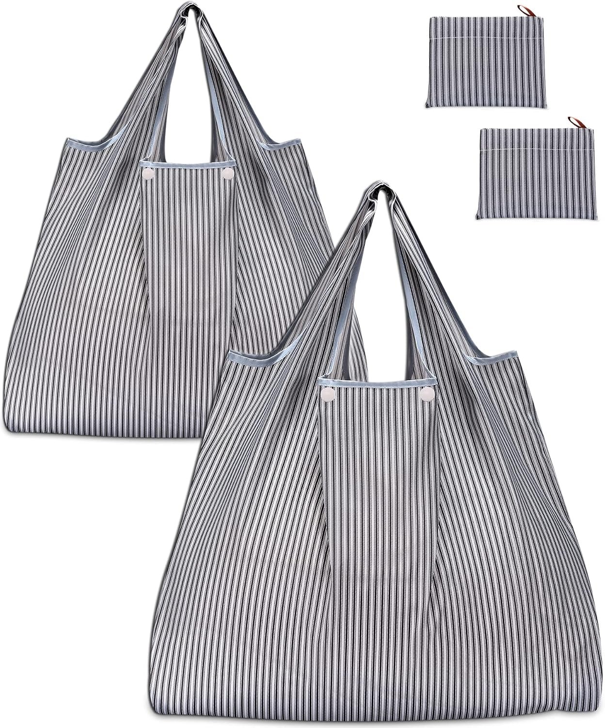 KINGMAS Reusable Grocery Bags, Eco-Friendly Folding Tote Shopping Bag fits in Pocket, Washable Waterproof Nylon Pouch Bags