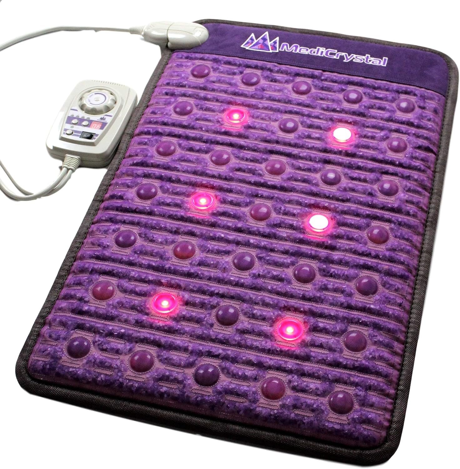 MediCrystal Far Infrared Amethyst Mat – Natural Agates + Photon Red Lights – FDA Registered – Negative Ion – Heating Pad (Mini 32″ L x 20”W)