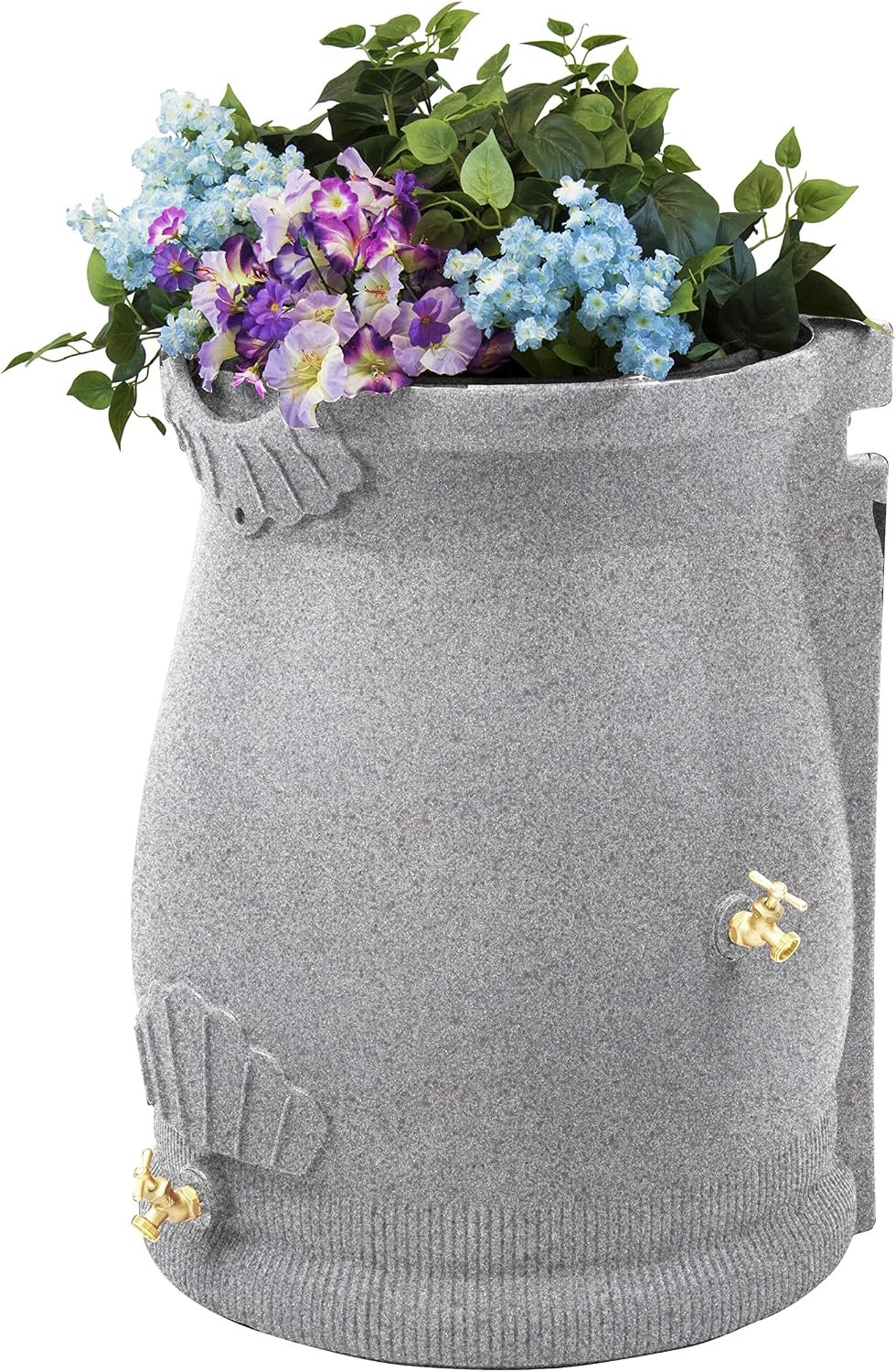 Rain Wizard Urn Shaped Water Collection Barrel, 50 Gallon | Light Granite- Plastic Resin Rain Barrel, Rainwater Collector with Self-Draining Planter Top & Meshed Screen to Block Debris