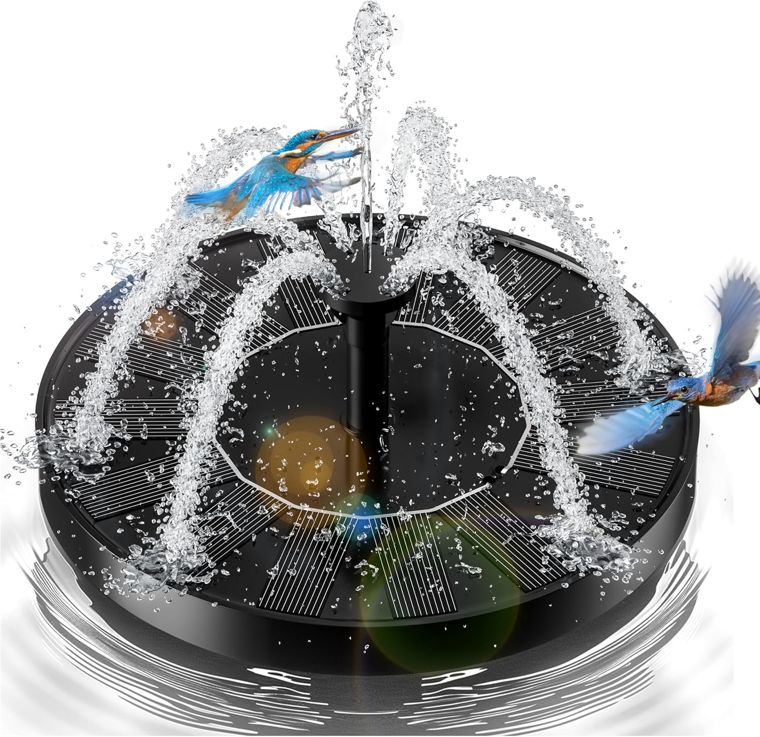 2.5W Solar Bird Bath Fountains– Upgraded Solar Pond Fountain with 6 Nozzles,Solar Fountain for Bird Bath, Pond, Garden Decor (Black)