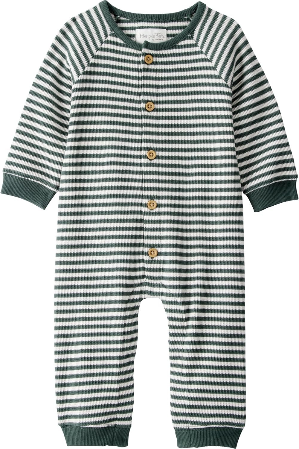 little planet by carter’s Unisex Baby Waffle Knit Button-Front Jumpsuit made with Organic Cotton