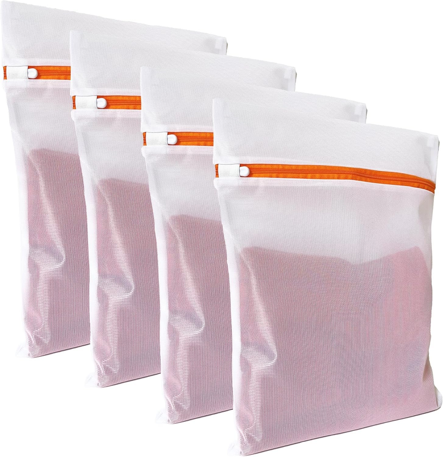 4 Pack Mesh Laundry Bags for Delicates 12inx16in LAUNDRY CLUB® | Dryer Safe, Breathable Fine Net, Sturdy Anti-Rust Zipper, Mesh Laundry Bags for Lingerie, Bra, Underwear, Socks