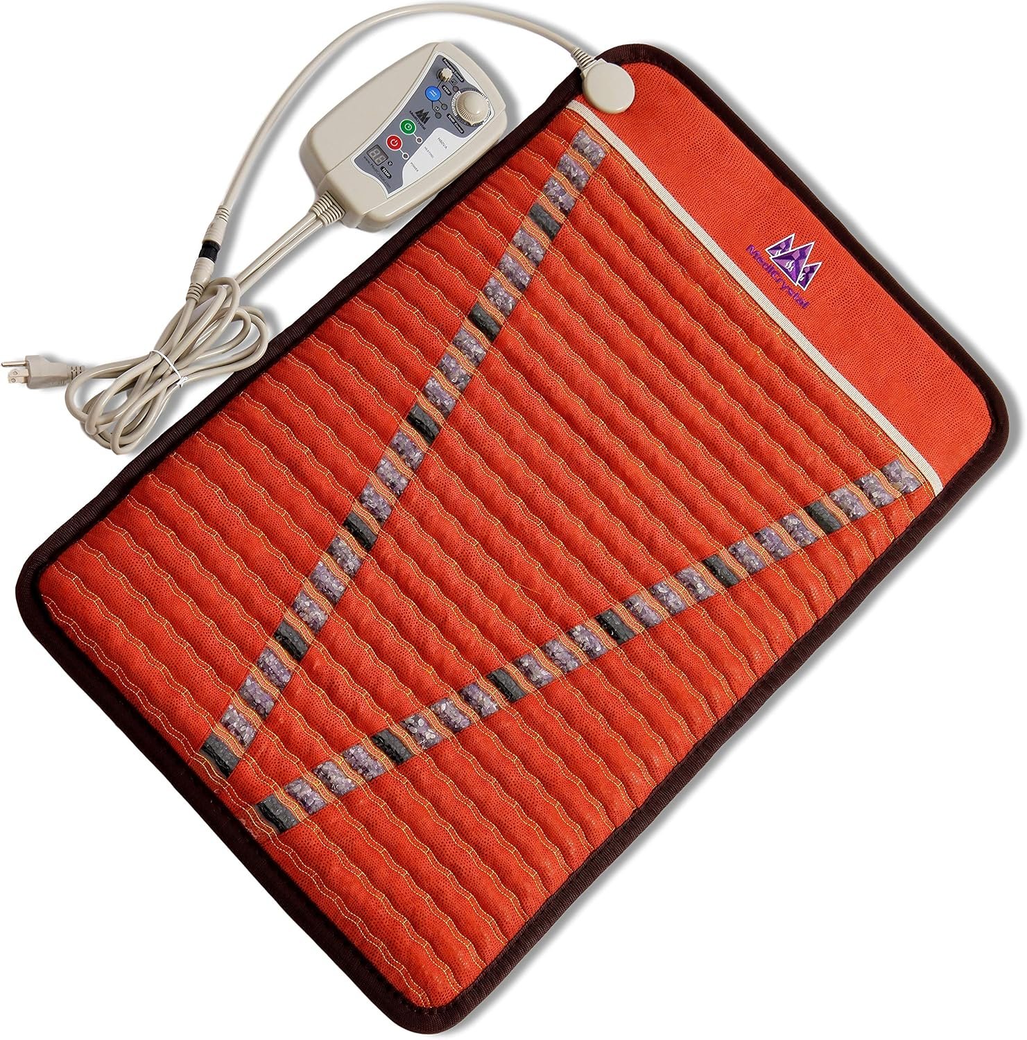 MediCrystal Infrared Heating Bio Stimulation Mat – Mini 32″L x 20″W – Natural Amethyst & Tourmaline Crystals – Adjustable Temperature 86°-158°F (30°-70°C) – Negative Ions – FDA Reg Manufacturer